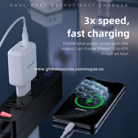OEM LOGO 40w usb c cargador de puerto dual pd tipo-c adaptador de cargador rápido para iphone 14 13 12 pro max