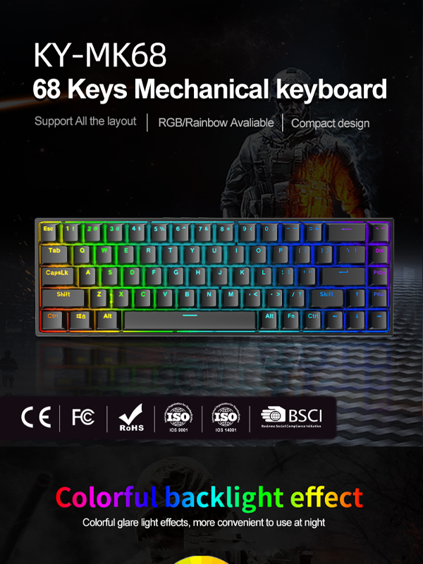 Buy Wholesale China Oem Wholesale Compact Design 68 Keys Mechanical ...