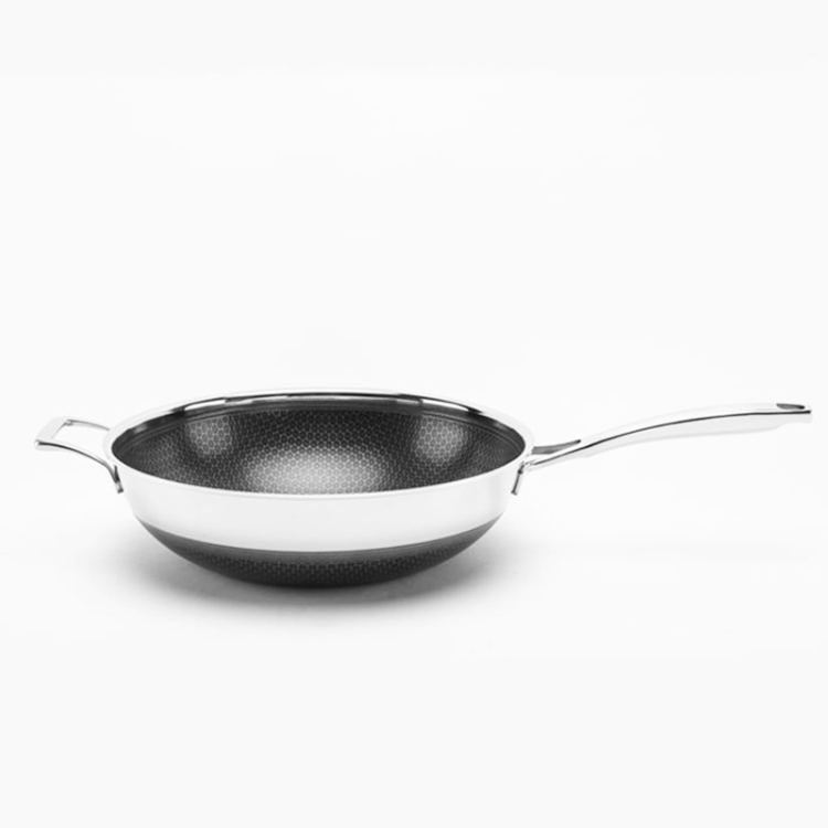 tri-ply stainless non stick hexclad wok