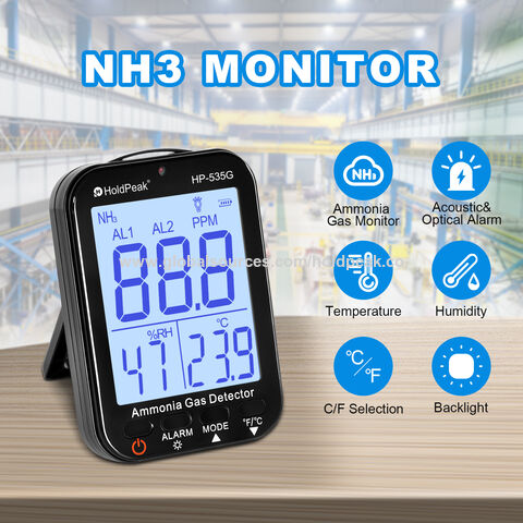 HOLDPEAK Ammonia Gas Meter Detector, NH3 Gas Monitor Sensor with Range  0-100 ppm & 0.1ppm Resolution, Portable Air Quality Detector Meter for  Farm