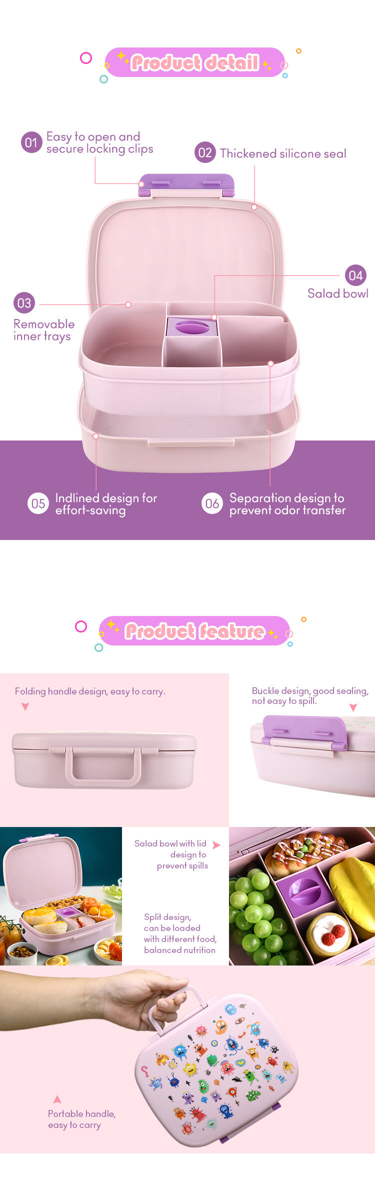 WAKSOX Boîte à déjeuner Bento pour enfants, 4 compartiments avec thermos à soupe pour aliments chauds et froids, bocaux/cuillère/sac à déjeuner isotherme anti-fuite pour garçons et filles WAKSOX Boîte à déjeuner Bento pour enfants, 4 compartiments avec thermos à soupe pour aliments chauds et froids, bocaux/cuillère/sac à déjeuner isotherme anti-fuite pour garçons et filles