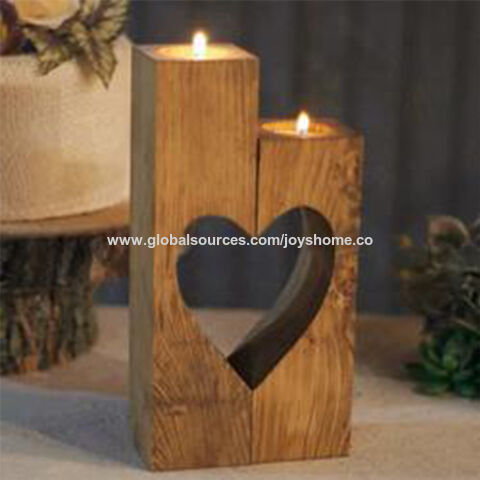 Buy Wholesale China Low Price Heart-shaped Wooden Candle Holder & Wood  Candle Holders at USD 3.3