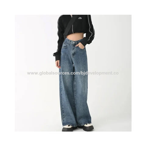 Loose Pants Brief Bell Bottom Jeans for Women High Waist Hole Straight-Leg  Denim Trousers - China Jeans for Women and Jeans Women price