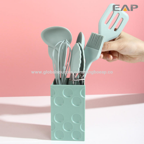 7Pcs White Wooden Handle Silicone Utensils Wholesale