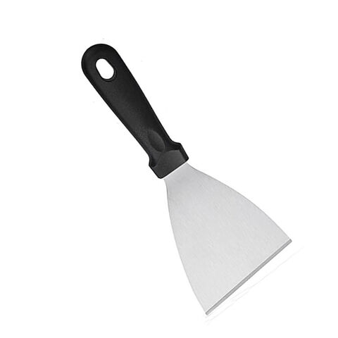 Ensemble de spatule et grattoir en métal - Kit d'accessoires pour plaque chauffante - Pinces de grill, spatule plate, retourneur de crêpes, turner à hamburger, ustensile en métal