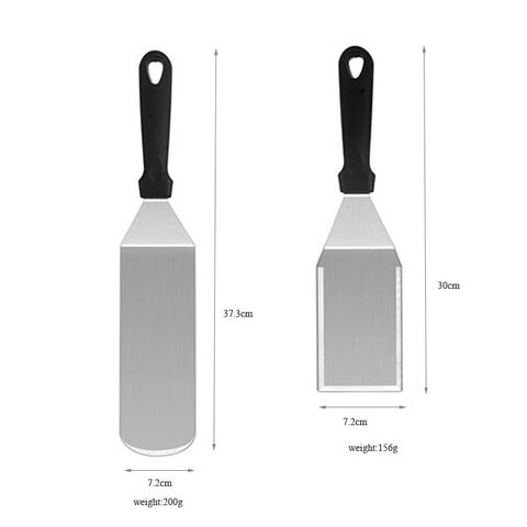 Ensemble de spatule et grattoir en métal - Kit d'accessoires pour plaque chauffante - Pinces de grill, spatule plate, retourneur de crêpes, turner à hamburger, ustensile en métal
