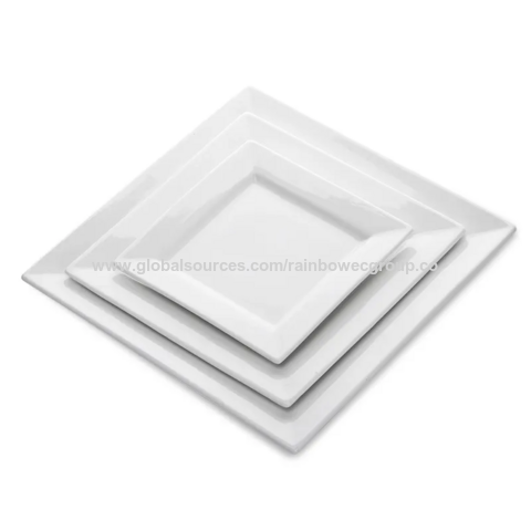 Compre Platos Cuadrados De Porcelana Blanca De 26 Cm Para
