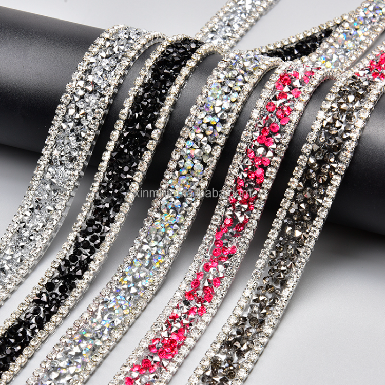 1.5cm Hot Fix Resin Rhinestone Tape Trim Bling Strass Crystal Chain ...