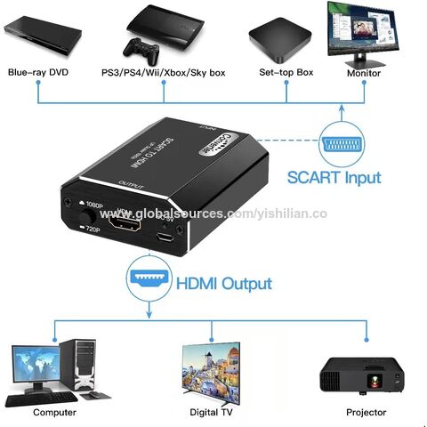 Adaptateur HDMI Peritel avec Câbles HDMI, Convertisseur HDMI vers Péritel  Full HD 1080p Convertisseur Audio Vidéo Supporte NTSC/PAL pour TV STB VHS  Xbox PS3 Sky DVD Blu-Ray