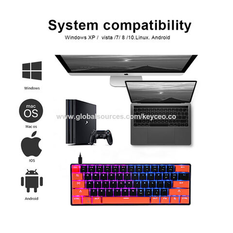 Teclado mecánico compacto al 60% con retroiluminación RGB Rainbow BT, teclado recargable con cable para gaming