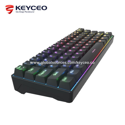 Teclado mecánico compacto al 60% con retroiluminación RGB Rainbow BT, teclado recargable con cable para gaming