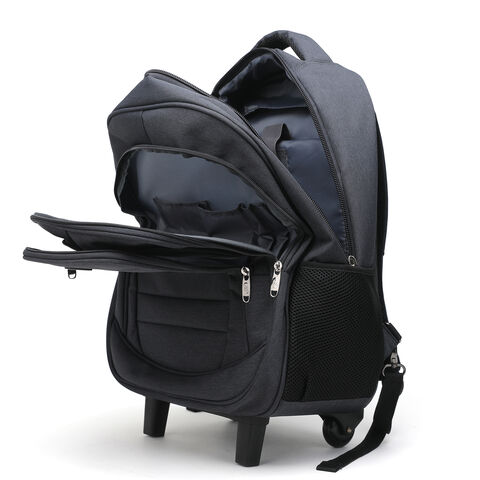 Custom water resistant travel business backpack rolling laptop bag wheeled back pack for men