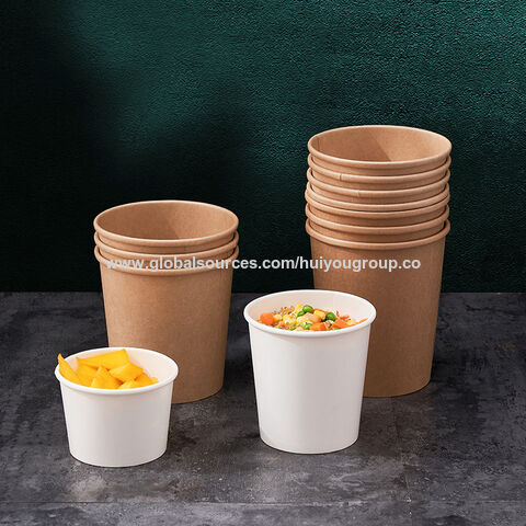 12oz 400ml Single Pe Coating Kraft Paper Salad Bowl With Lid , Eco Friendly