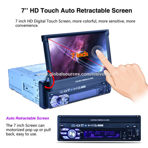 1 DIN Autoradio Car Radio Player 7' Retractable HD Touch Screen