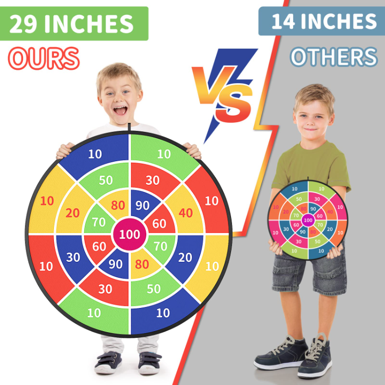 29" Large Dart Board For Kids, Kids Dart Board With Sticky