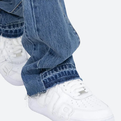 Lässige Denim Jeans aus Baumwolle, gewaschen, Herren Schlaghose mit Farbklecksen