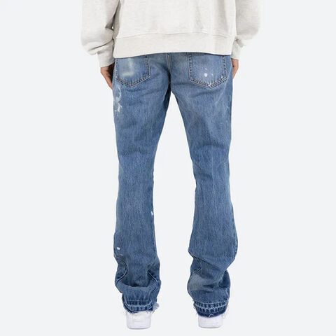 Lässige Denim Jeans aus Baumwolle, gewaschen, Herren Schlaghose mit Farbklecksen