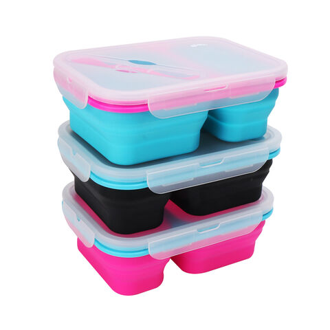 Buy Wholesale China Food Grade Microwavable Telescopic Collapsable Rubber Silicone  Lunch Box 500ml Foldable Food Storage Containers Custom Logo & Silicone  Lunch Box at USD 1.19