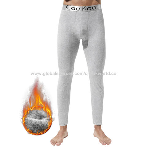 Men Thermal Leggings Velvet Thickened Elastic Solid Color Soft Winter Home  Inner Wear Warm Underwear Long Pants for Male Black Gray