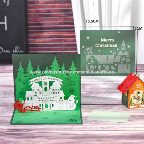 1 pièce, carte pop-up joyeux Noël, carte de vœux 3D, carte de Noël