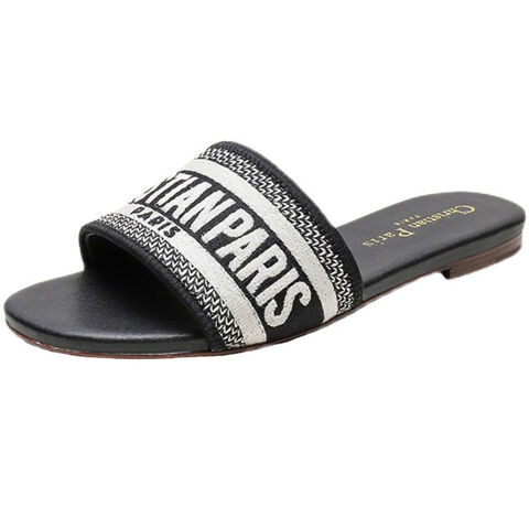 Outdoor Luxury Women Leather Slide Sandals Name Brand Designer Ladies  Slippers - China Design Walking Shoes and L V Sneaker for Men Women price