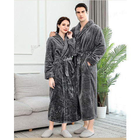 His or Hers Embroidered Luxury Fleece Robe - Navy - On Sale Today!