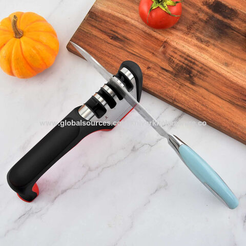Handheld Knife Sharpener Multi-function 3 Stages Type Quick Sharpening Tool  With Non-slip Base Kitchen Knives Accessories Gadget