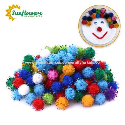 WAU Craft Pom Pom Balls - 100Pcs 1.5 Inch Multicolored Large Pompoms for  Crafts