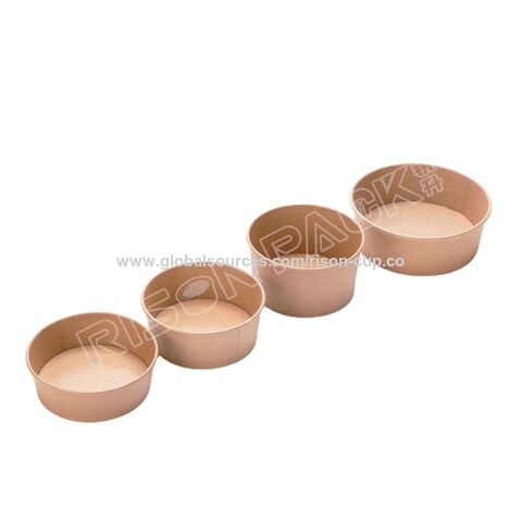 Food Grade Disposable Kraft Paper 50oz Round Salad Bowls With PP