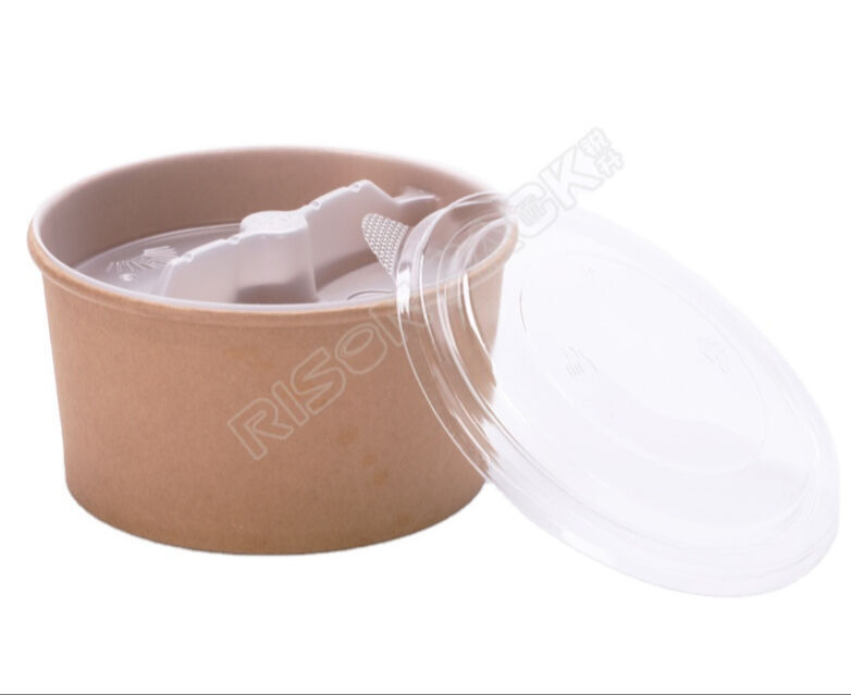 Disposable Take Away Kraft Paper Salad Bowl With Pet/pp/pla Lid 35oz ...