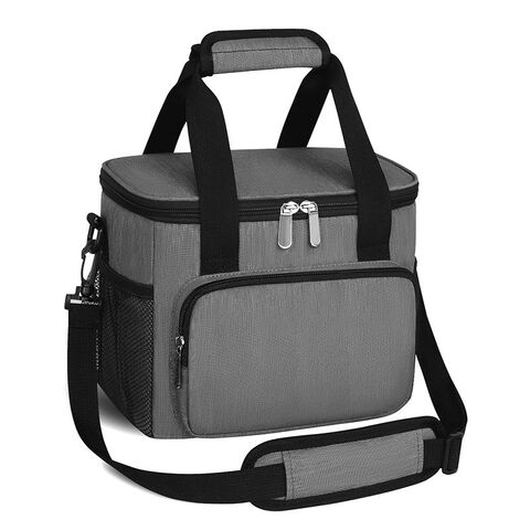 Insulated Lunch Box With Soft Padded Handles - Black With White