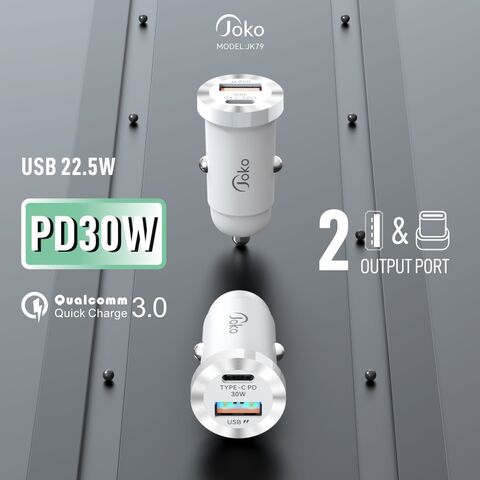 Konfulon Nouveau chargeur de voiture mini à double ports PD 20W + QC 3.0 - Charge rapide et efficace pour votre véhicule