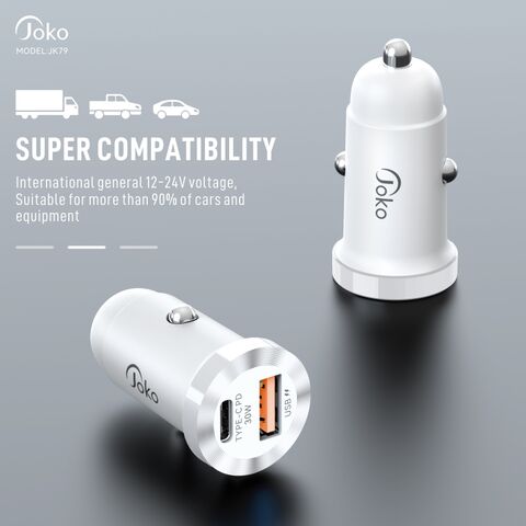 Konfulon Nouveau chargeur de voiture mini à double ports PD 20W + QC 3.0 - Charge rapide et efficace pour votre véhicule
