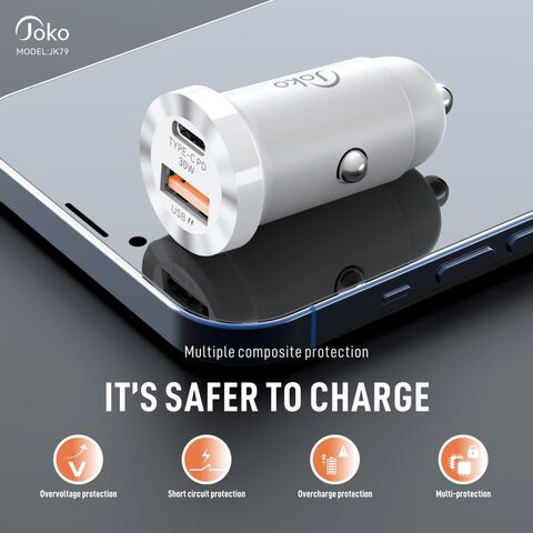 Konfulon Nouveau chargeur de voiture mini à double ports PD 20W + QC 3.0 - Charge rapide et efficace pour votre véhicule