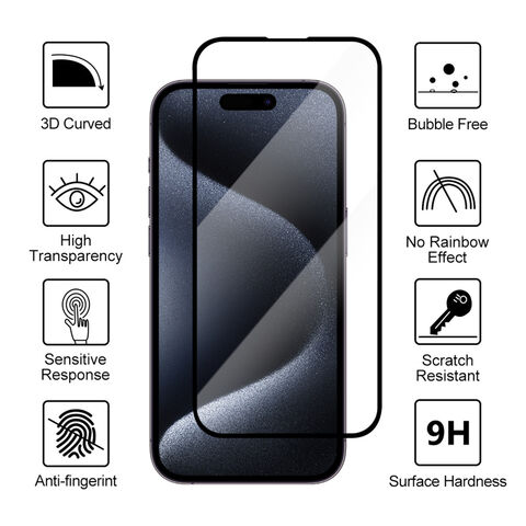 1pc/2pcs Screen Protector For IPhone 15/15 Plus/15 Pro/15 Pro Max Tempered  Glass Protective Film