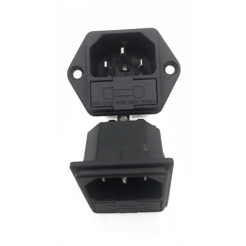 Male AC Power Plug Socket with Fuse Holder 3-Pin AC-01 Power Inlet Module  Connector 10A 250V Rocker Switch with Light 3 In 1