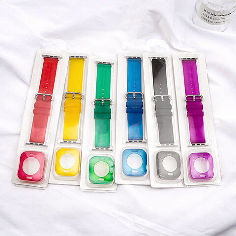 Venta al por mayor 2 en 1 Correa de TPU transparente + Funda para iWatch 38mm 40mm 42mm 44mm - Bandas de Reloj al por mayor