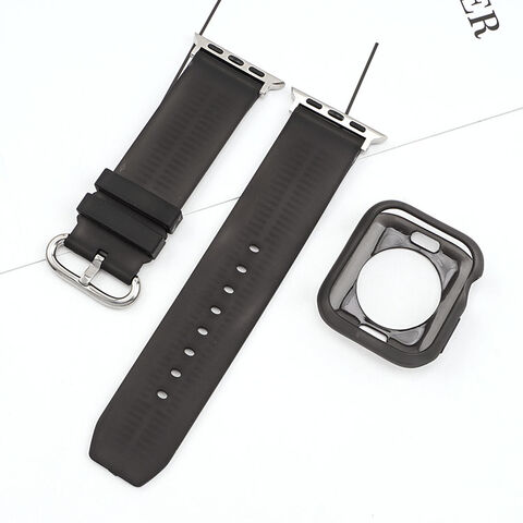 Venta al por mayor 2 en 1 Correa de TPU transparente + Funda para iWatch 38mm 40mm 42mm 44mm - Bandas de Reloj al por mayor