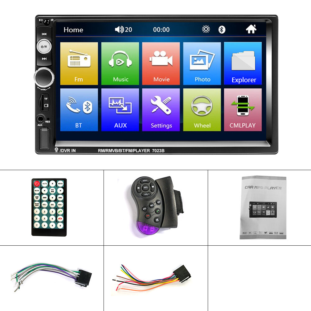 Acheter Podofo 1 Din 4,1 pouces lecteur MP5 autoradio Auto Radio HD écran  tactile MP5 RDS Radio Support vue arrière FM BT USB télécommande au volant