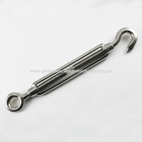 Silver 304 Stainless Steel European Style Hook & Eye Turnbuckle M4/M5/M6  Turnbuckle Adjustable Wire Rope Tensioner