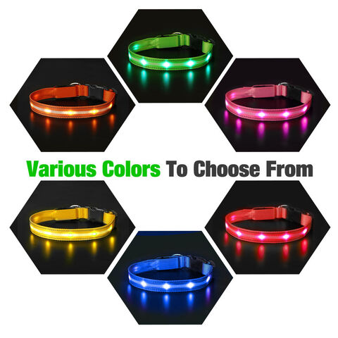 nueva llegada ajustable led collar de perro usb recargable noche seguridad  collar led luz intermitente mascota noche luz perros collar