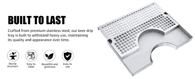 6" X 5" Stainless Steel Draft Beer Drip Tray, Kegerator, Countertop - View #9