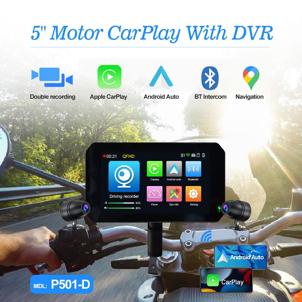 Ipx7 Waterproof 5 Inch Motorcycle Carplay Dvr Gps Navigation