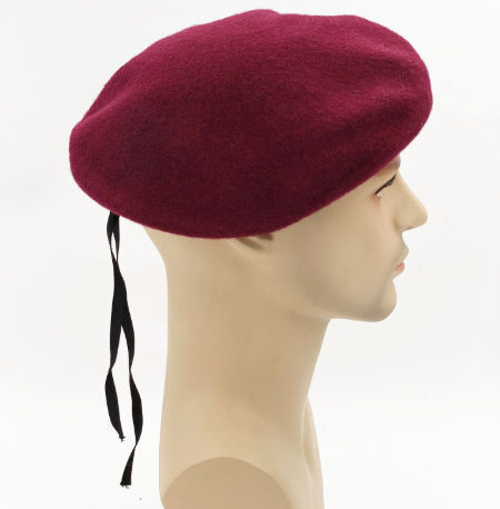 100% Merino Wool Military Beret With Embroidered Logo, Breathable
