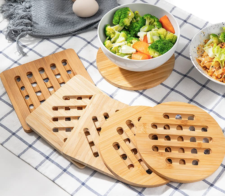 Buy Wholesale China Bamboo Hot Pads Trivet With Non Slip Heat Resistant