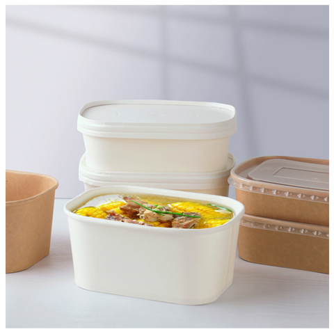 Buy Wholesale China Disposable Kraft Paper Bowl Rectangular Food Container  With Lid & Kraft Paper Rectangular Food Container at USD 0.12