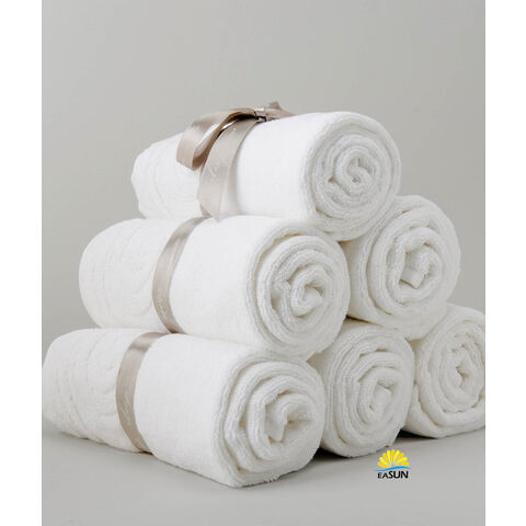 100% Cotton Square Mini White Face Towels for Hotel or Airline