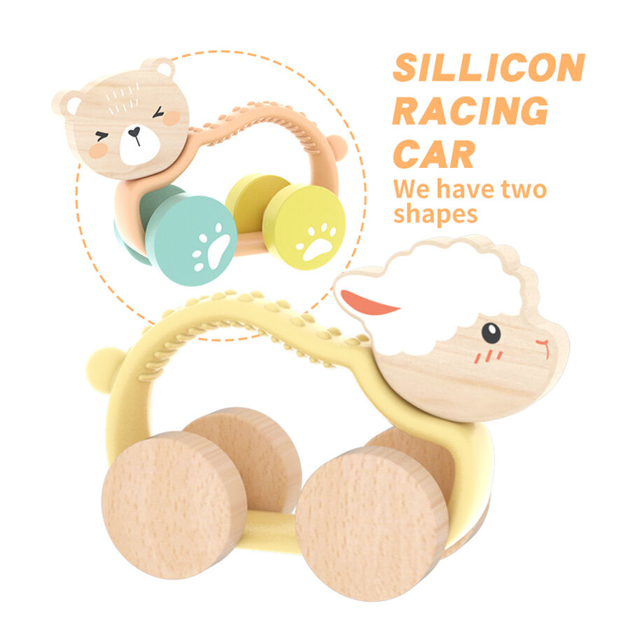 Wholesale Food Grade Silicone Racing Car Ring Teether Bear Sheep ...