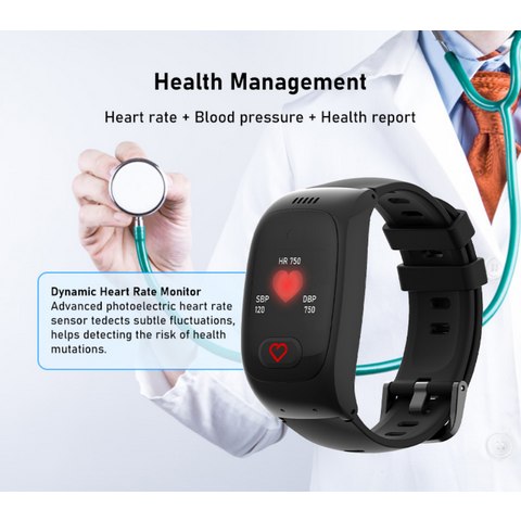  Reloj inteligente GPS para ancianos, reloj inteligente con  monitoreo de presión arterial de frecuencia cardíaca 4G, contador de pasos  de videollamada, mensajes de voz SOS Geo-Fence SOS, IP67, impermeable, reloj  rastreador