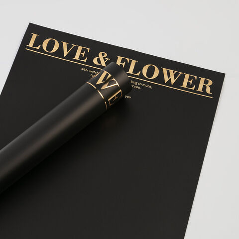 Love and Flower Gold Foil Waterproof Flower Wrapping Paper | Elegant Floral  Supply